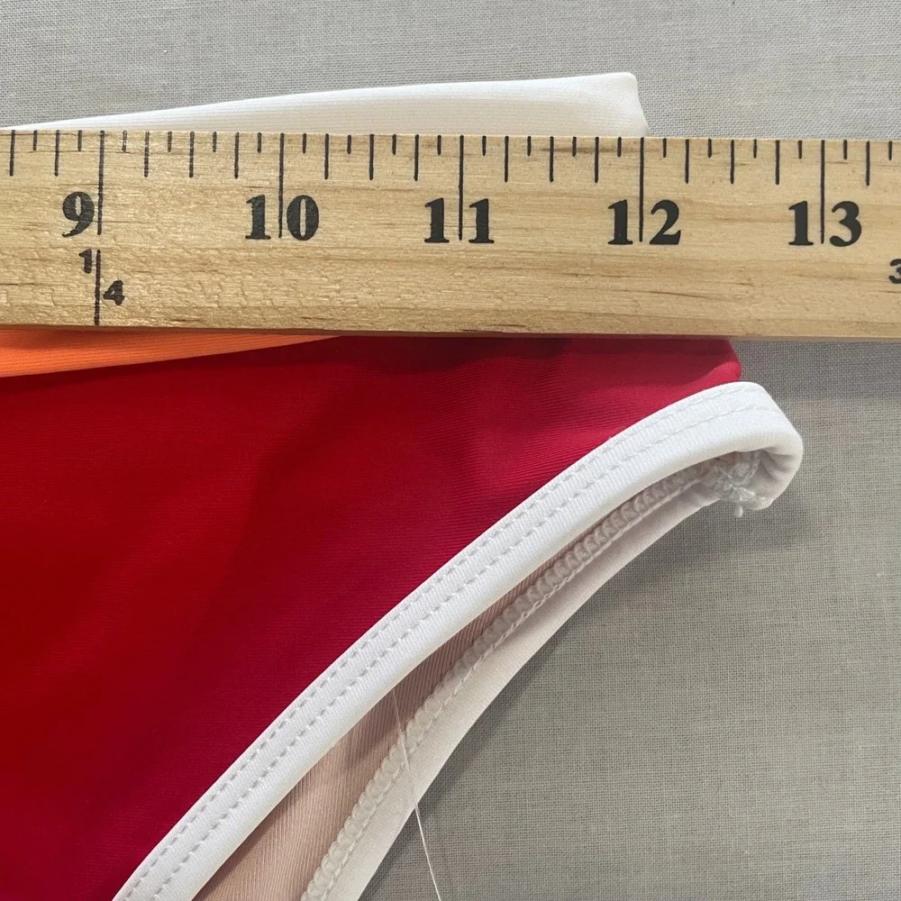 Cupshe Women's S Bikini Bottom Red Colorblock High‎ Waisted NEW
